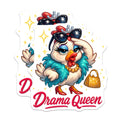 (2 Pack) Drama Queen Chicken Magnets - Sassy Hen Refrigerator Decor - Humorous Farm Animal Accent - 5 Inches On Longest Side - Thick Durable Magnet - Made in USA - MAG21197
