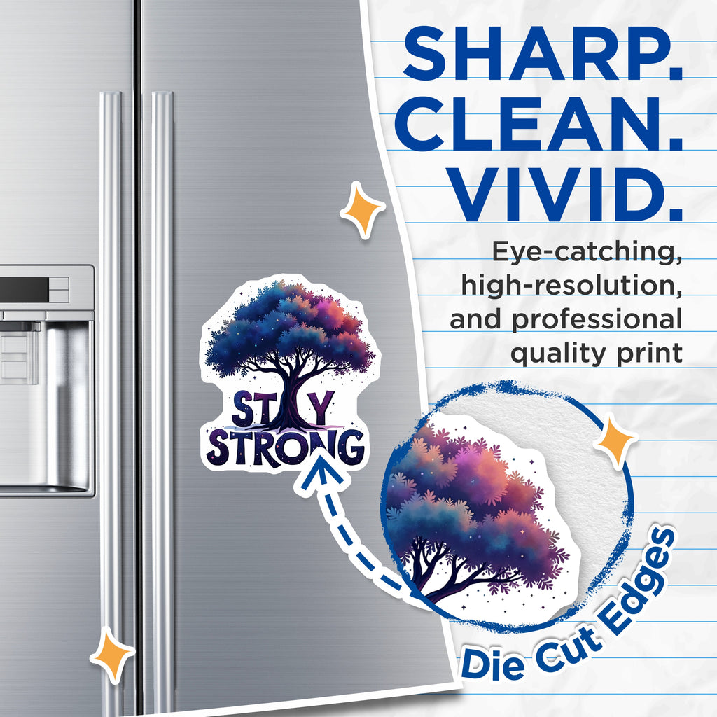 (2 Pack) Stay Strong Magnets - Inspirational Galaxy Tree Art - Motivational Cosmic Resilience Symbol Fridge Locker Decor - 5 Inches On Longest Side - Thick Durable Magnet - Made in USA - MAG36968