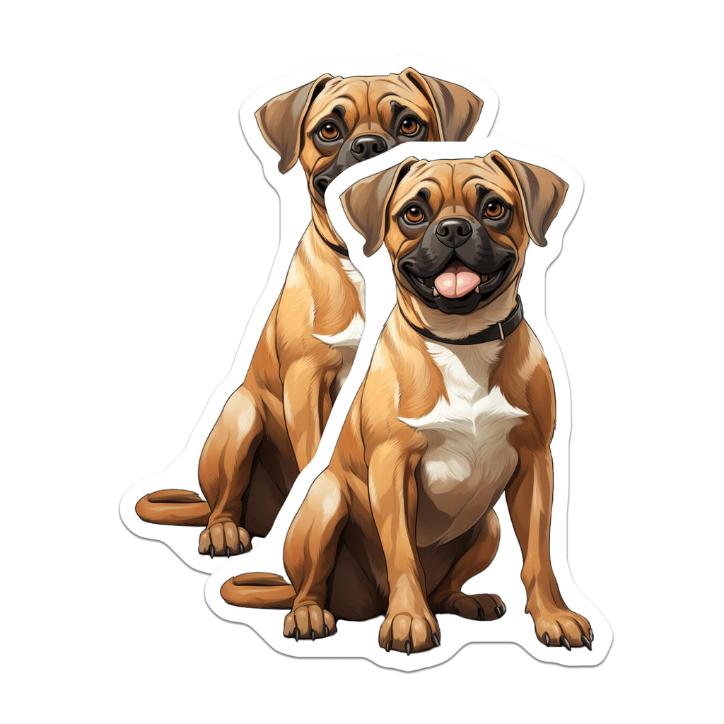 (2 Pack) Puggle Dog Magnets - Cute Dog Lovers Decor - Pet Parent Refrigerator Art - 5 Inches On Longest Side - Thick Durable Magnet - Made in USA - MAG30513