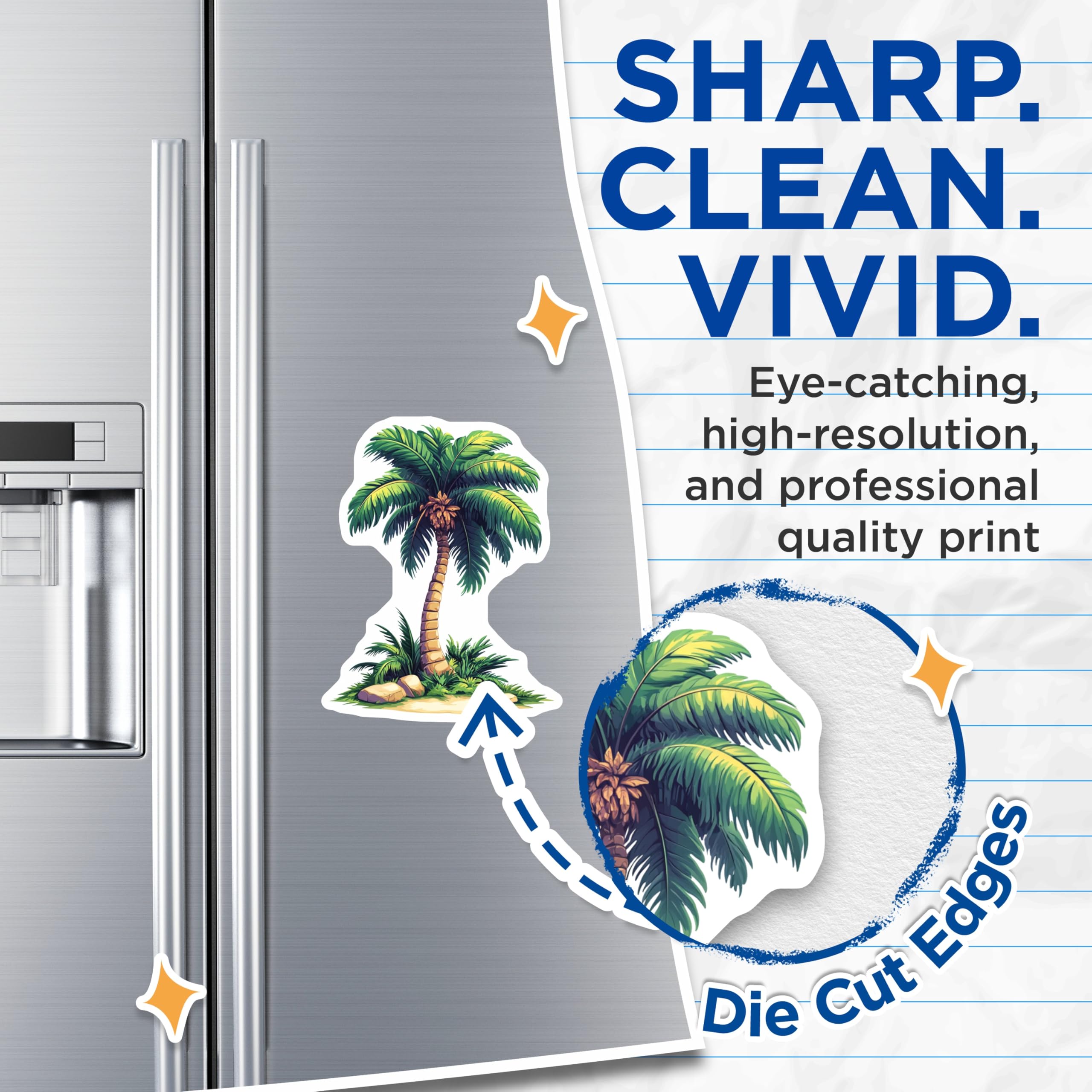 (2 Pack) Tropical Palm Tree Magnets - Beach Island Decor - Summer Vacation Home Accents - Refrigerator Kitchen Magnets - 5 Inches On Longest Side - Thick Durable Magnet - Made in USA - MAG25668