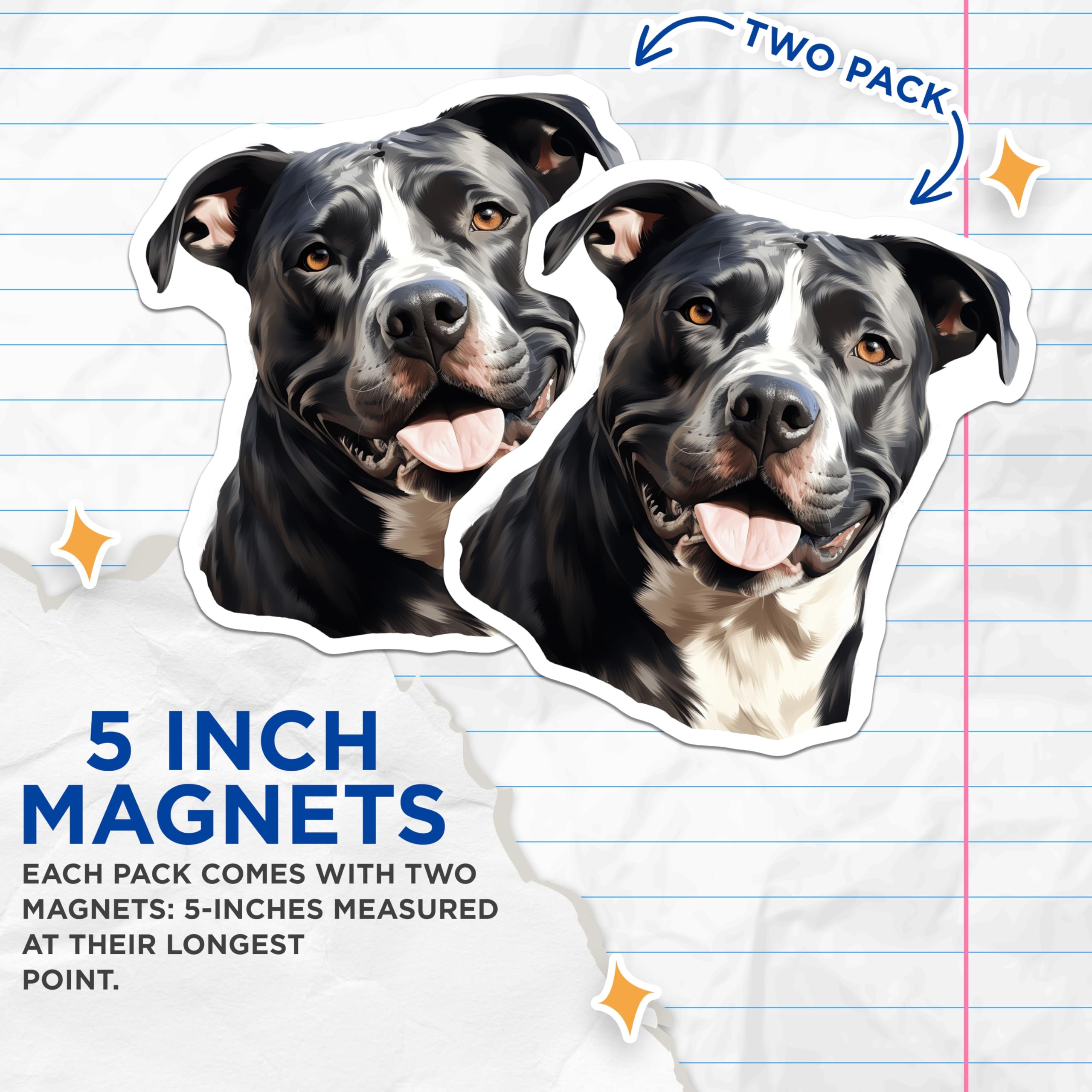 (2 Pack) Pitbull Dog Magnets - Happy Pitbull Terrier Pet Lover Fridge Magnet - Pitbull Mom Dad Decor Kitchen Locker - 5 Inches On Longest Side - Thick Durable Magnet - Made in USA - MAG28069