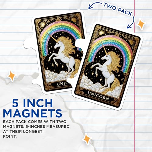 (2 Pack) Rainbow Unicorn Art Magnet - 5" On Longest Side - Sticks to Smooth Flat Surfaces - Made in USA - MAG10151