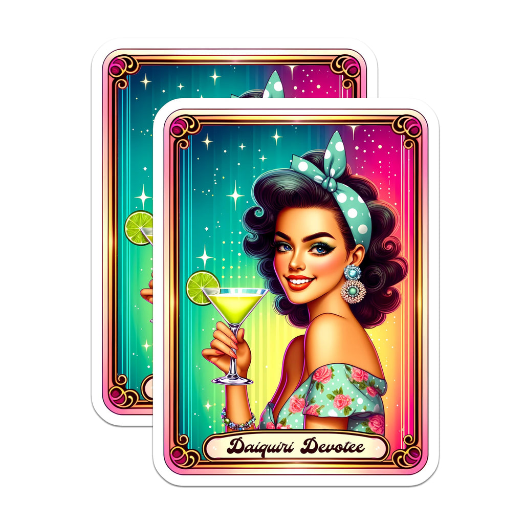 (2 Pack) Daiquiri Devotee Magnets - Pin Up Girl Art - Retro Bar Decor - 5 Inches On Longest Side - Thick Durable Magnet - Made in USA - MAG22633