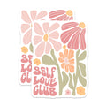 (2 Pack) Self Love Club Magnets - Flower Aesthetic - Positive Affirmation Magnets - 5" On Longest Side - Premium Magnet - for Cars, Refrigerators, Toolboxes, Lockers - Made in USA - MAG17905