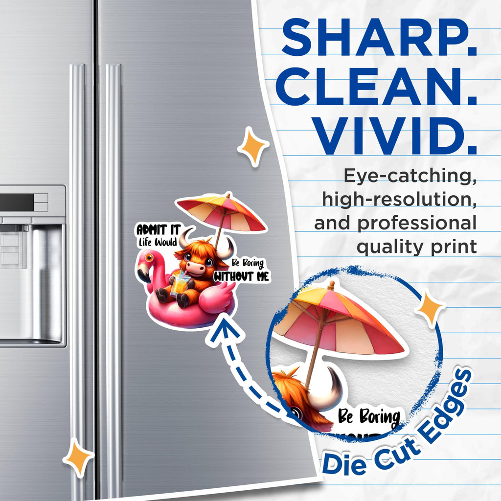 (2 Pack) Admit It Life Would Be Boring Without Me Magnets - Cute Animal Magnet Set - Fun Fridge Magnets for Friends- 5" On Longest Side - for Fridges, Toolboxes, Cars - Made in USA - MAG2927
