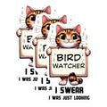 (3 Pack) Bird Watcher Cat Decals - Funny Cat Lover - Laptop Decals - 3 Inches On Longest Side - Easy Peel & Apply - Made in USA - 3MCS2507