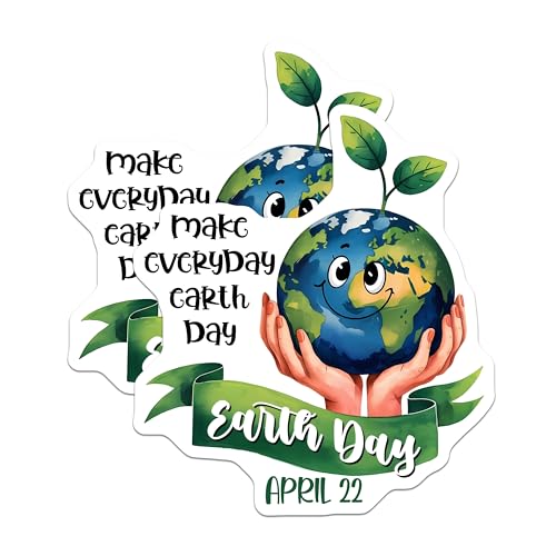 (2 Pack) Make Everyday Earth Day Magnets Magnets - Go Green - April 22 Earth Day Decor - 5" On Longest Side - Made in USA - Sticks to Refrigerators & Metal Surfaces - MAG8440