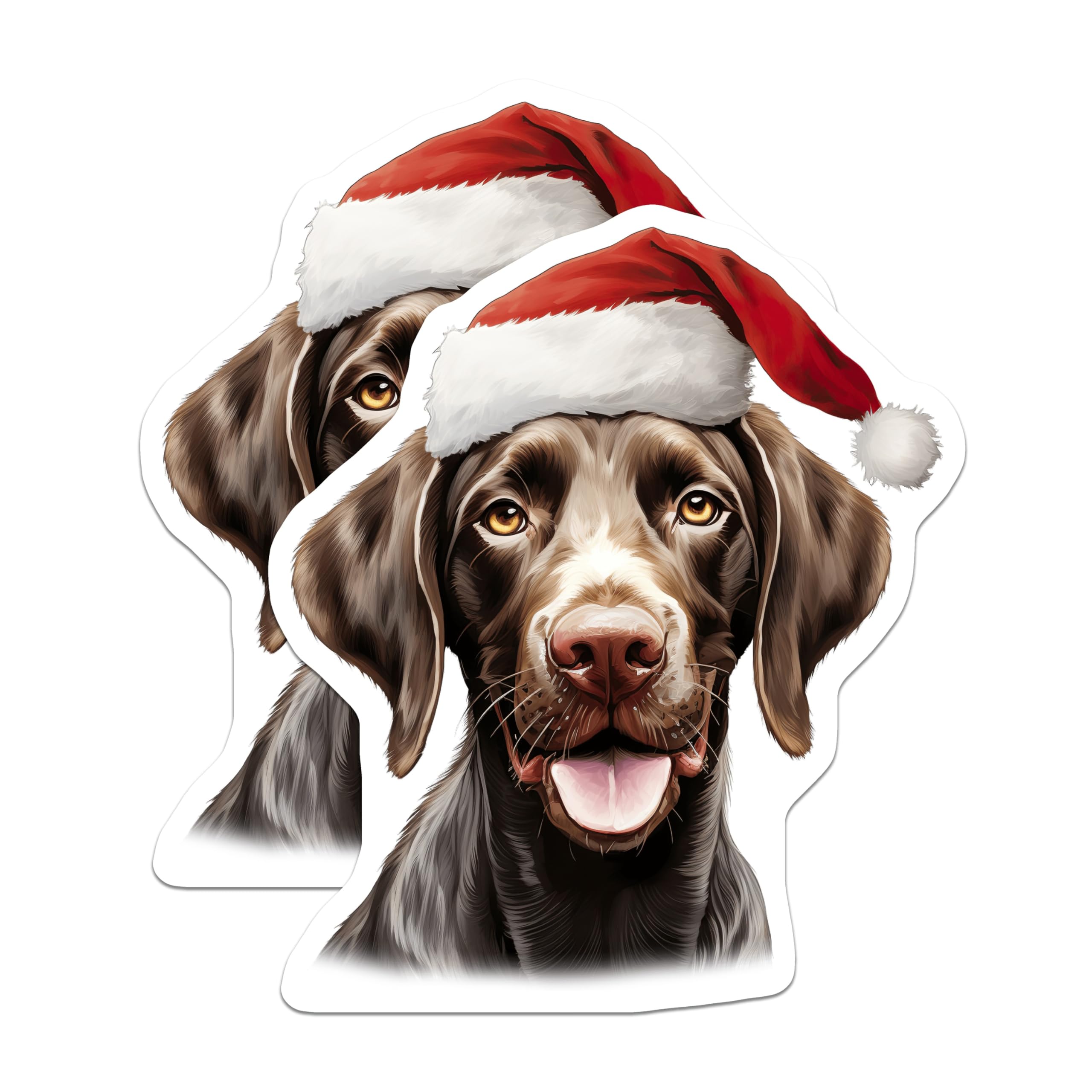 (2 Pack) Christmas Dog Magnets - Santa Hat Pup - Holiday Pet Decor for Fridge - 5 Inches On Longest Side - Thick Durable Magnet - Made in USA - MAG26249