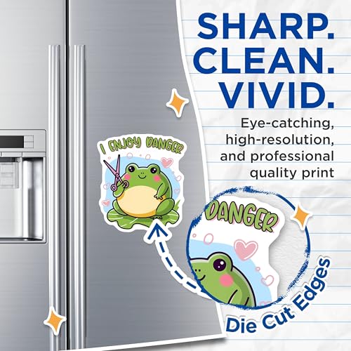 (2 Pack) Frog Humor Magnets - Funny Animal Magnets - Cute Frog Holding Scissors Cartoon Magnets - 5" On Longest Side - for Cars, Refrigerators, Toolboxes, Lockers - Made in USA BMCS3301
