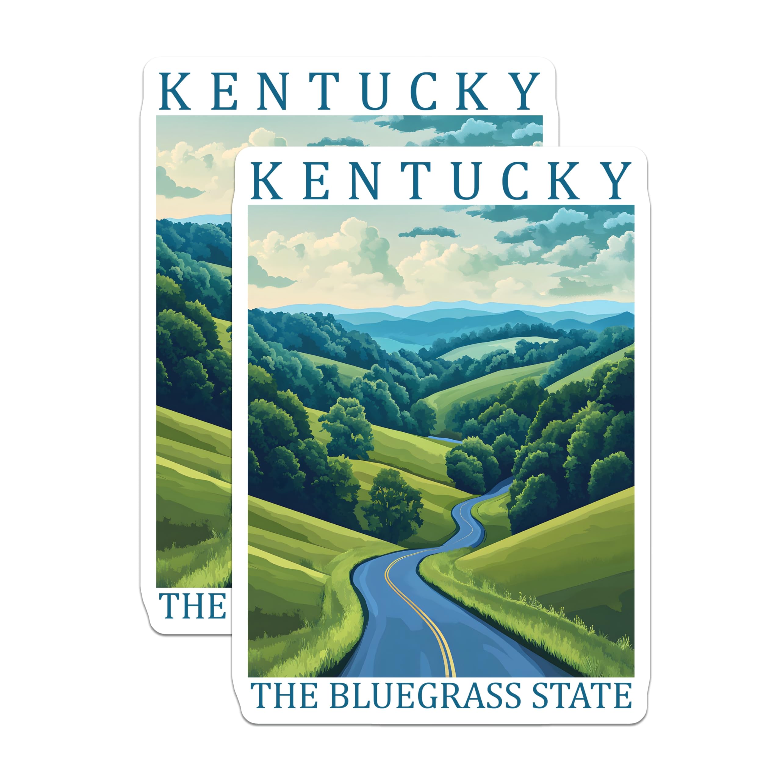 (2 Pack) Kentucky Bluegrass State Magnets - Scenic Countryside Road View - Travel Souvenir Collector Item - 5 Inches On Longest Side - Thick Durable Magnet - Made in USA - MAG19235