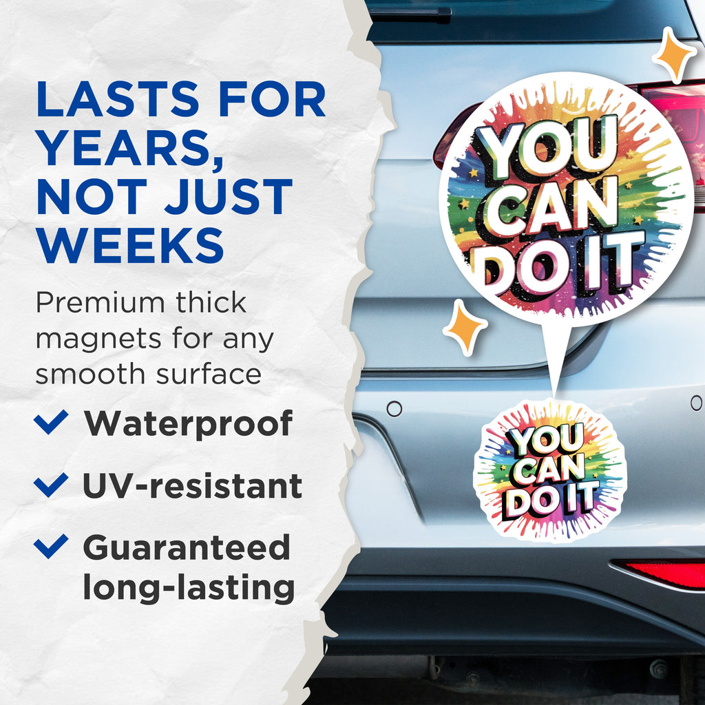 (2 Pack) Motivational Quote Magnets - Positive Affirmation Decor - Rainbow Daily Inspiration for Fridge Student Locker - 5 Inches On Longest Side - Thick Durable Magnet - Made in USA - MAG37020