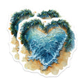 (2 Pack) Watercolor Ocean Heart Wave Magnets - Tropical Palm Beach Coastal Decor - Summer Vacation Aesthetic Fridge Magnets - 5 Inches On Longest Side - Thick Durable Magnet - Made in USA - MAG20153