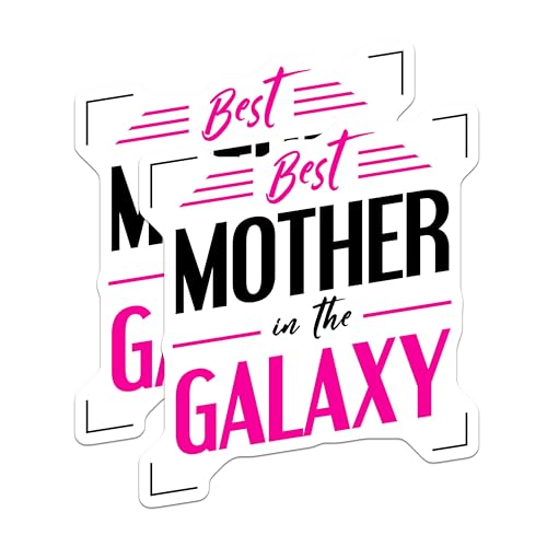 (2 Pack) Best Mother in The Galaxy Stickers - Mother's Day Stickers - Cute Space Mom Stickers - 5" On Longest Side - Sticks to Smooth Flat Surfaces - Made in USA - BMCS4775