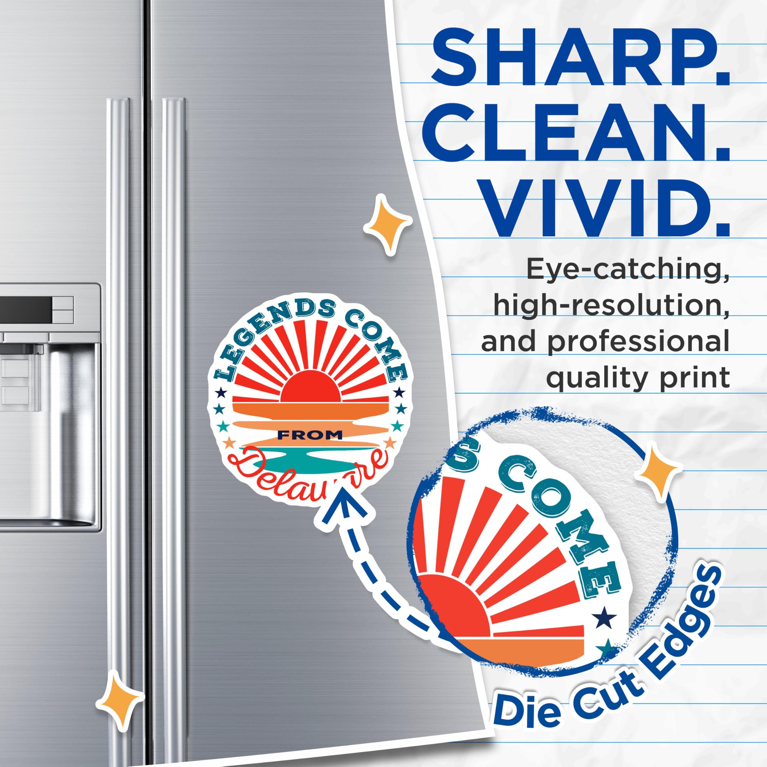 (2 Pack) Delaware Magnets - Legends Come from - State Pride Decor - 5" On Longest Side - Premium Magnet - for Cars, Refrigerators, Toolboxes, Lockers - Made in USA - MAG18140