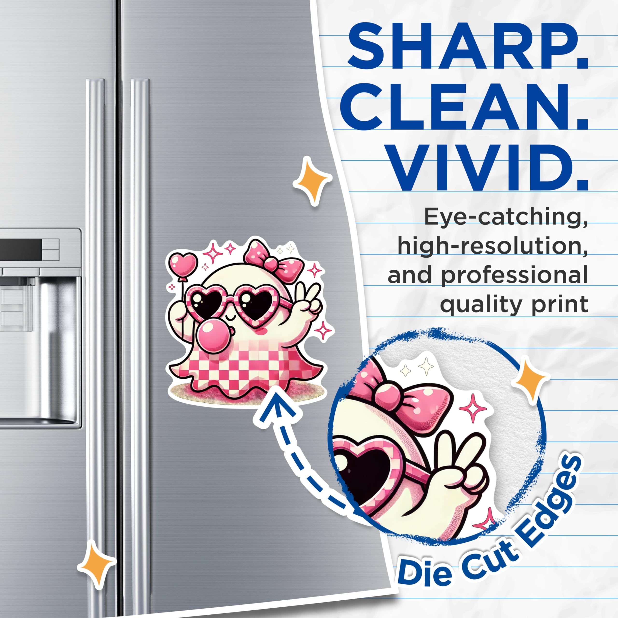 (2 Pack) Cute Pink Ghost Blowing Bubbles Magnets - 5 Inches On Longest Side - Premium Magnet - for Cars, Refrigerators, Toolboxes - Made in USA - MAG2066