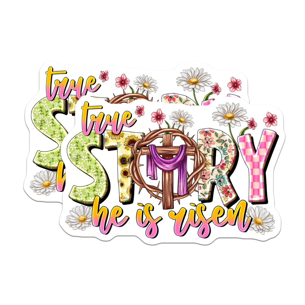 (2 Pack) Easter Christian Magnets - True Story He is Risen - Spring Faith Decor - Religious Refrigerator - 5 Inches On Longest Side - Thick Durable Magnet - Made in USA - MAG26160
