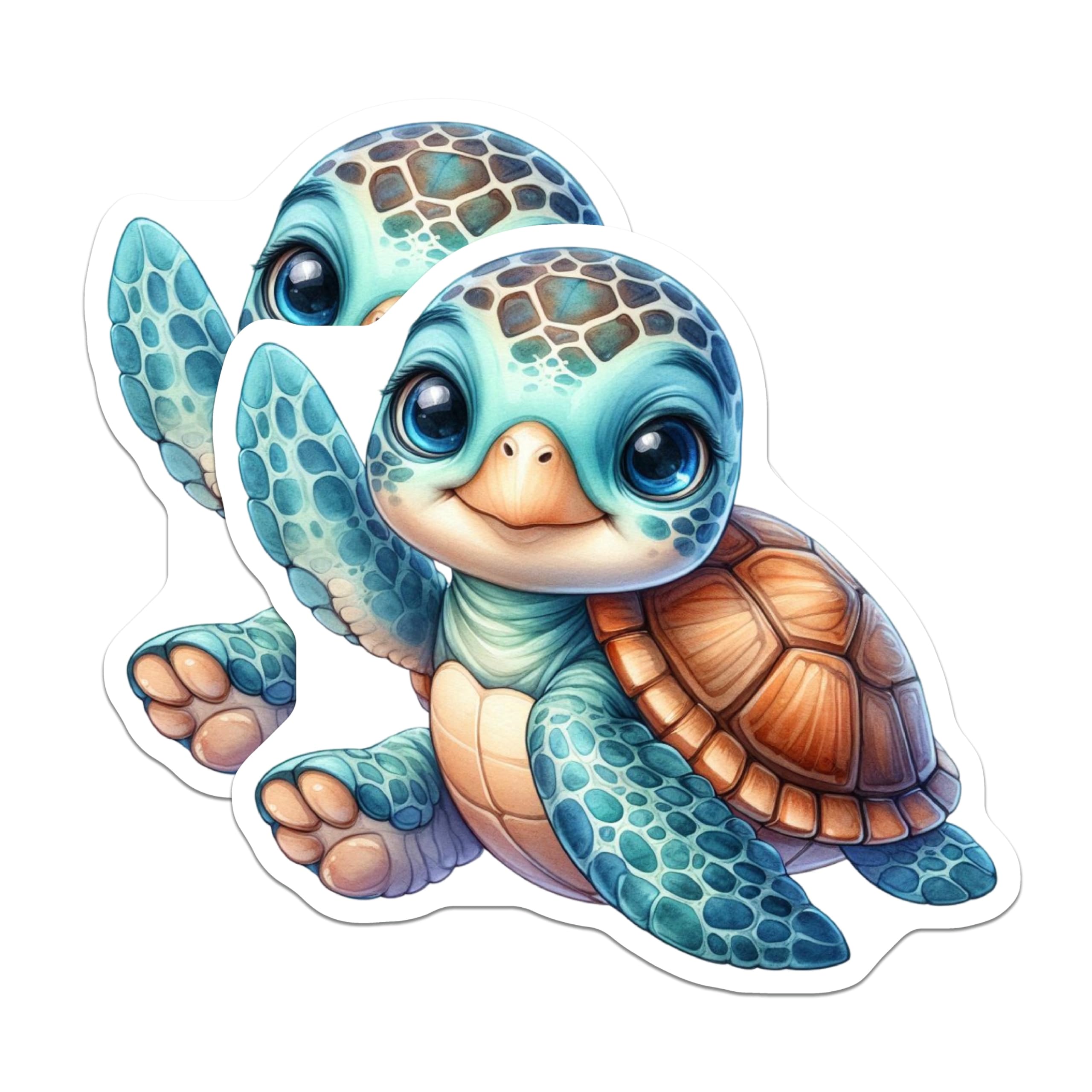 (2 Pack) Baby Sea Turtle Magnets - Cute Ocean Animal Decor - Reptile Lover Refrigerator Art - 5 Inches On Longest Side - Thick Durable Magnet - Made in USA - MAG23146