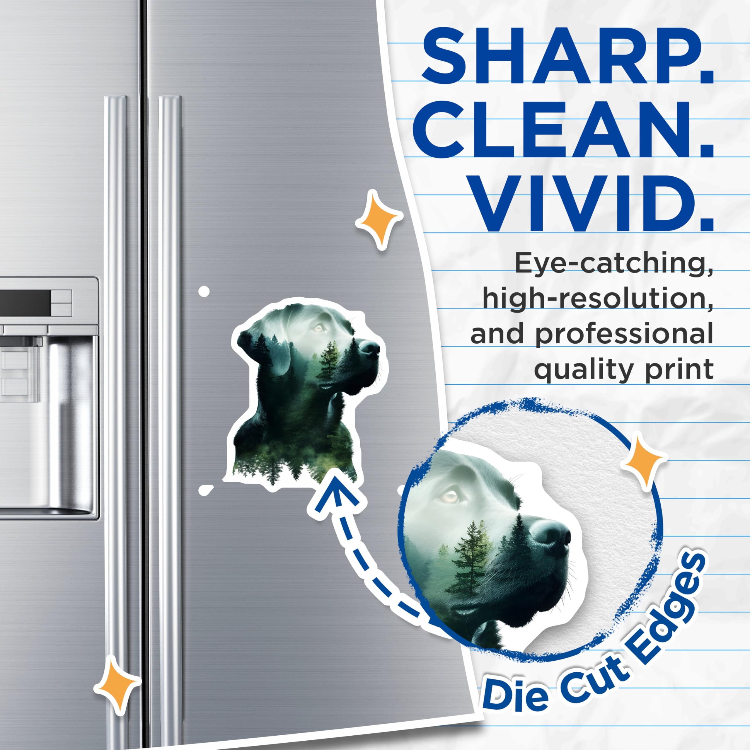 (2 Pack) Labrador Retriever Magnets - Dog Forest Scene - Animal Lover Refrigerator Magnets - 5" On Longest Side - Premium Magnet - for Cars, Refrigerators, Toolboxes, Lockers - Made in USA - MAG14835