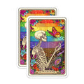 (2 Pack) Skeleton Rainbow Stickers - Art Skeleton with Butterfly - Skeleton with Flowers Decal - 5" On Longest Side - Sticks to Smooth Flat Surfaces - Made in USA - BMCS3796