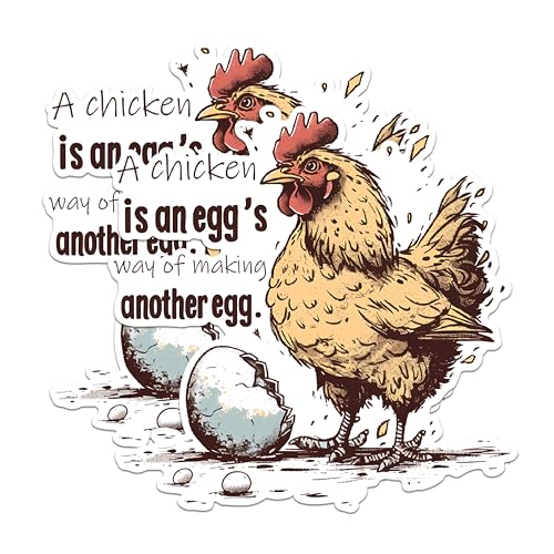 (2 Pack) Chicken Quote Stickers - Farm Animal Stickers - Funny Chicken Egg Stickers for Laptop and Water Bottle - 5" On Longest Side - Sticks to Any Smooth Flat Surface - Made in USA - BMCS2590