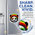 (2 Pack) Rasta Panda Magnets - Cool Fridge - Fun Animal Magnets - Bright Kitchen Magnets - 5" On Longest Side - for Cars, Fridges, Toolboxes - Made in USA - MAG4388