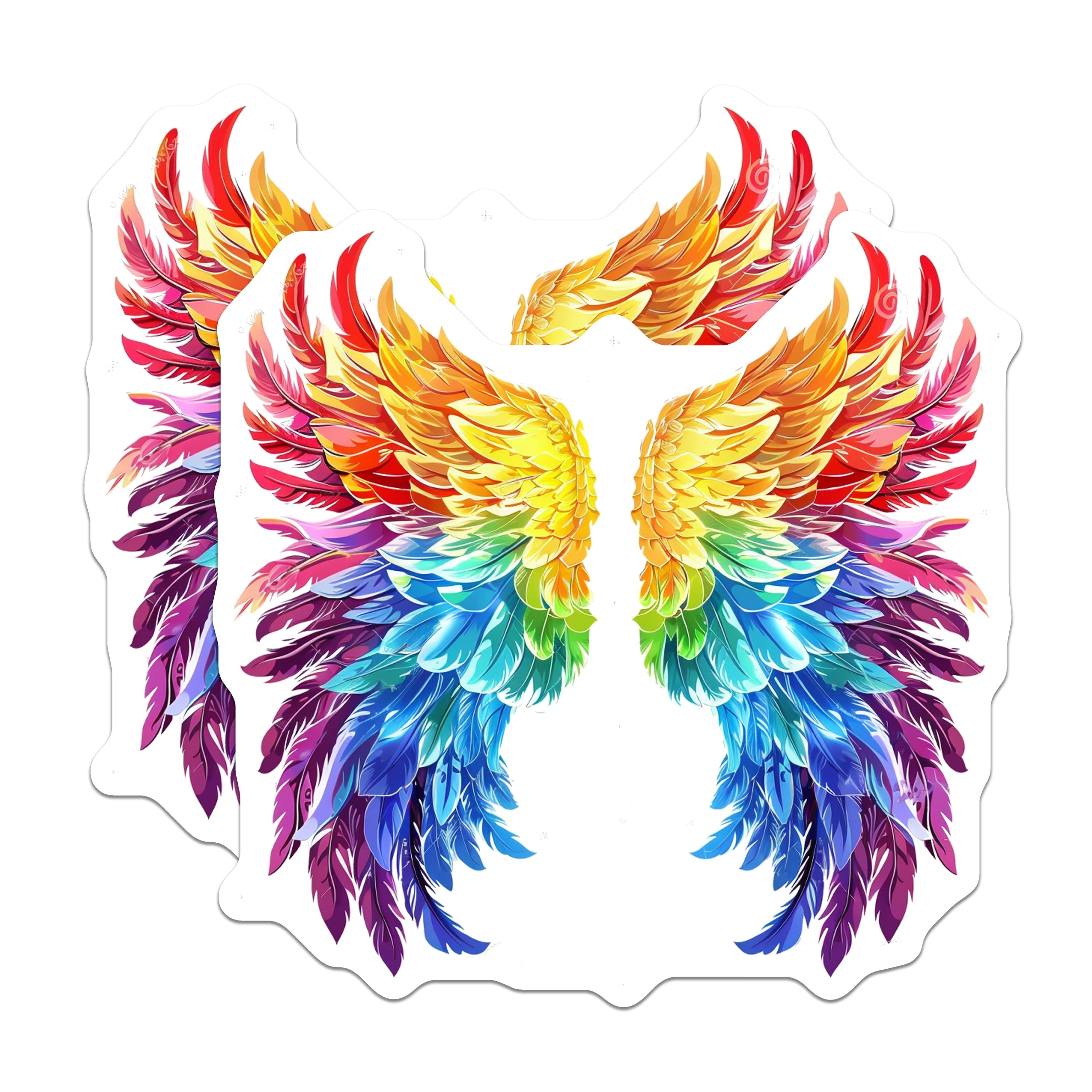 (2 Pack) Rainbow Wing Magnets - Vibrant Angel Feather - Pride Decor - Fantasy Aesthetic - Refrigerator Decor - 5 Inches On Longest Side - Thick Durable Magnet - Made in USA - MAG37518