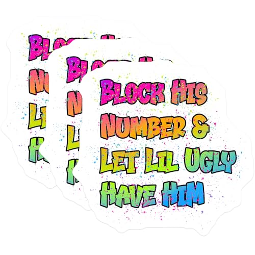 (3 Pack) Block His Number Decals - Funny Sarcastic Quote - Trendy Laptop Decal - 3 Inches On Longest Side - Easy Peel & Apply - Made in USA - 3MCS7380