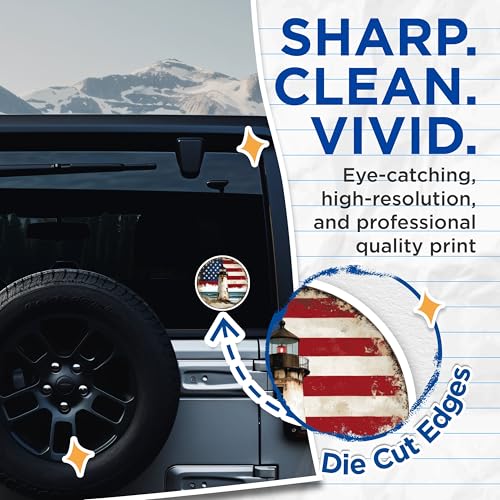 (2 Pack) Lighthouse American Flag Stickers - Coastal Nautical Lighthouse - Patriotic USA Stickers - 5" On Longest Side - Sticks to Smooth Flat Surfaces - Made in USA - BMCS9454