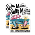 (2 Pack) Salty Moms Magnets - Beach Club Vacation Decor - Funny Mom Life Sayings - Girls Just Wanna Have Sun - 5 Inches On Longest Side - Thick Durable Magnet - Made in USA - MAG22124