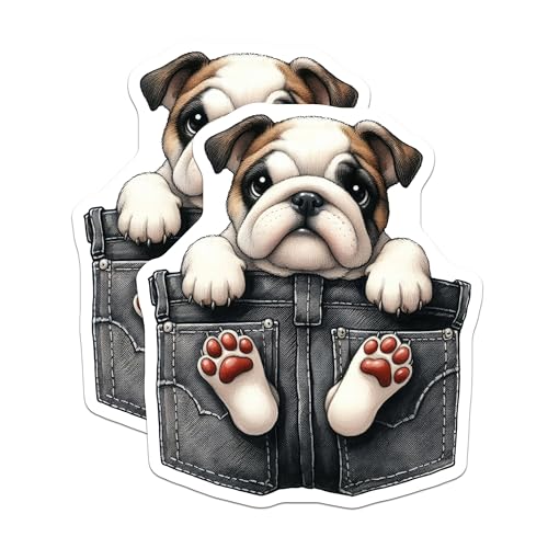 (2 Pack) Bulldog Magnets - Cute Puppy Fridge - Adorable Animal Kitchen Magnets - 5" On Longest Side - for Cars, Fridges, Toolboxes - Made in USA - MAG3954