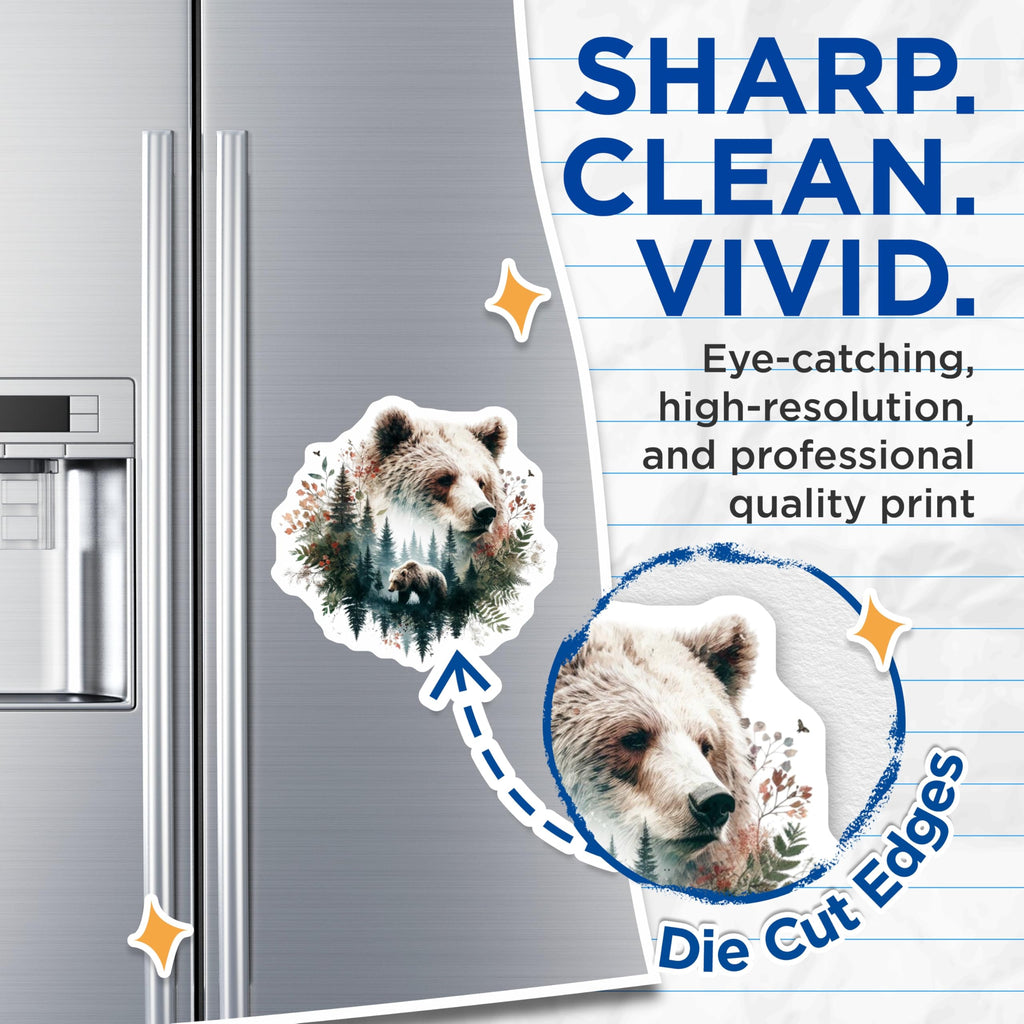 (2 Pack) Bear Animal Magnets - Forest Wildlife Decor - Fridge Locker Accessories - 5" On Longest Side - Premium Magnet - for Cars, Refrigerators, Toolboxes, Lockers - Made in USA - MAG15721