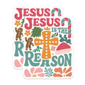 (2 Pack) Jesus is The Reason Christmas Magnets - Retro Christian Holiday Decor - Faith Based Refrigerator Accent - 5 Inches On Longest Side - Thick Durable Magnet - Made in USA - MAG28423