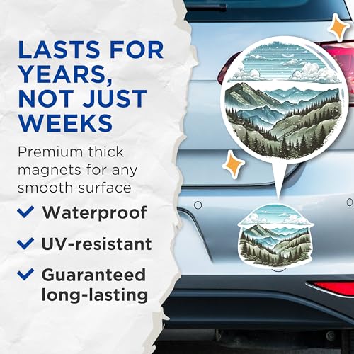 (2 Packs) Mountains Forest Hiking Magnets - Nature Beautiful Scenery Magnets - 5 Inches On Longest Side - Premium Magnet - for Fridges, Toolboxes, Cars - Made in USA - MAG2286