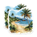 (2 Pack) Tropical Beach Magnets - Watercolor Ocean Scene - Palm Tree Coastal Decor - Island Escape Vacation Vibe - 5 Inches On Longest Side - Thick Durable Magnet - Made in USA - MAG25683