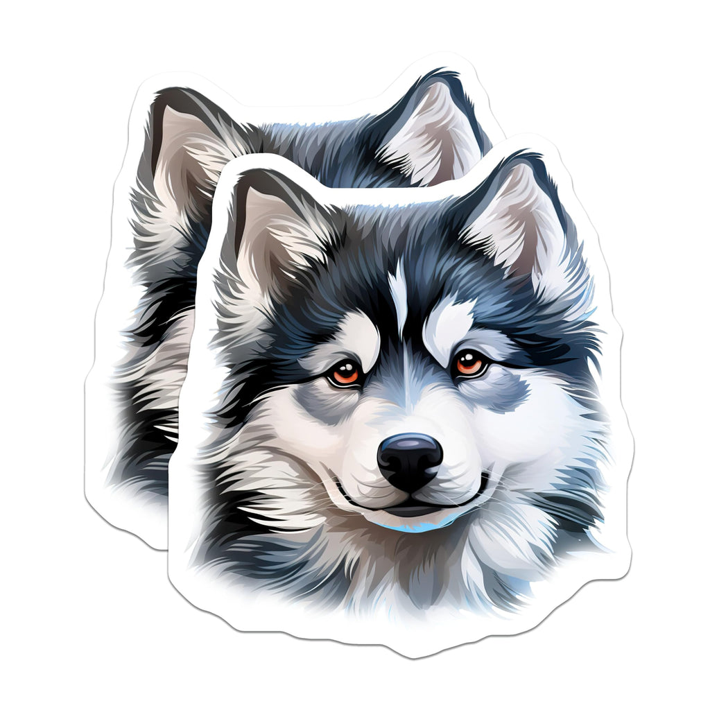 (2 Pack) Husky Dog Magnets - Siberian Husky Decor - Malamute Pet Lover Accessory - 5 Inches On Longest Side - Thick Durable Magnet - Made in USA - MAG26905