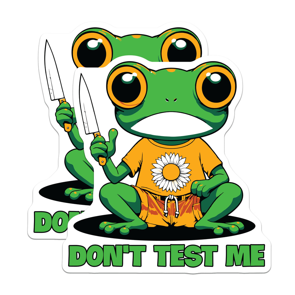 (2 Pack) Don't Test Me Frog Magnets - Sarcastic Meme Humor - Quirky Refrigerator Decor - 5 Inches On Longest Side - Thick Durable Magnet - Made in USA - MAG38298