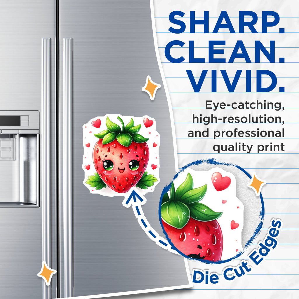 (2 Pack) Kawaii Strawberry Magnets - Cute Fruit Decor - Sweet Fridge Accessories - Valentine's Kitchen Decor - Whimsical Locker Accent - 5" - Durable Magnet - Made in USA - MAG37066