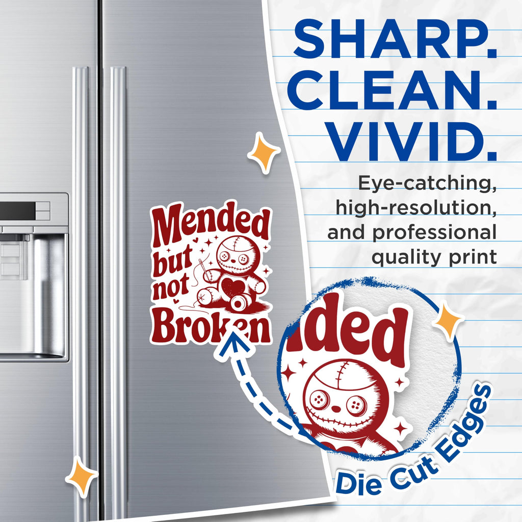 (2 Pack) Mended But Not Broken Magnets - Emotional Healing Magnets - Inspirational Sticker Magnets for Positivity- 5" On Longest Side - for Fridges, Toolboxes, Cars - Made in USA - MAG2880