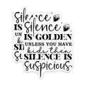 (2 Pack) Silence is Golden Unless You Have Kids Stickers - Funny Parenting Quote - Humorous Family Decal - 5" On Longest Side - Sticks to Smooth Flat Surfaces - Made in USA - BMCS9007