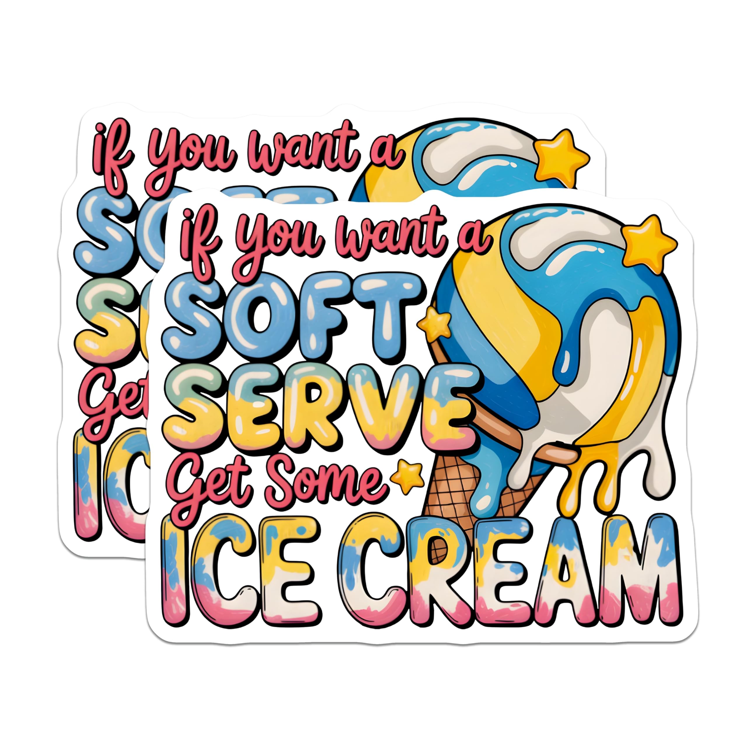 (2 Pack) Soft Serve Ice Cream Magnets - Foodie Kitchen Decor - Summer Treat Accents - 5 Inches On Longest Side - Thick Durable Magnet - Made in USA - MAG28636