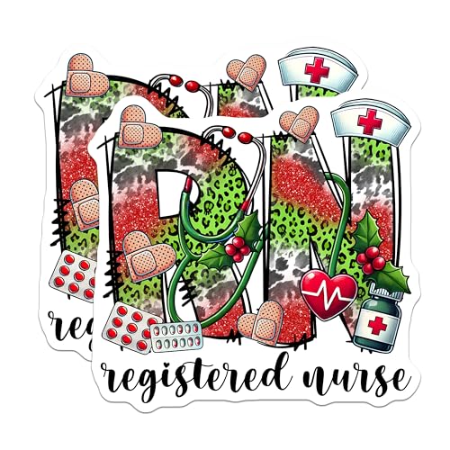 (2 Pack) RN Registered Nurse Stickers - Healthcare Professional - Nurse Appreciation - 5" On Longest Side - Sticks to Smooth Flat Surfaces - Made in USA - BMCS7415