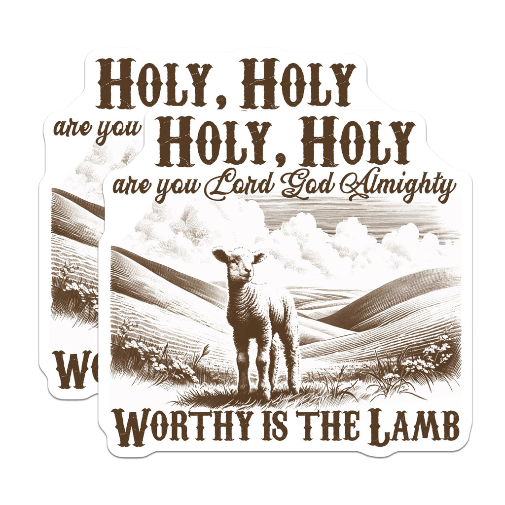 (2 Pack) Lamb of God Magnets - Christian Scripture Verse Decor - Holy Lord God Almighty Art - Religious Faith Accent - 5 Inches On Longest Side - Thick Durable Magnet - Made in USA - MAG24757