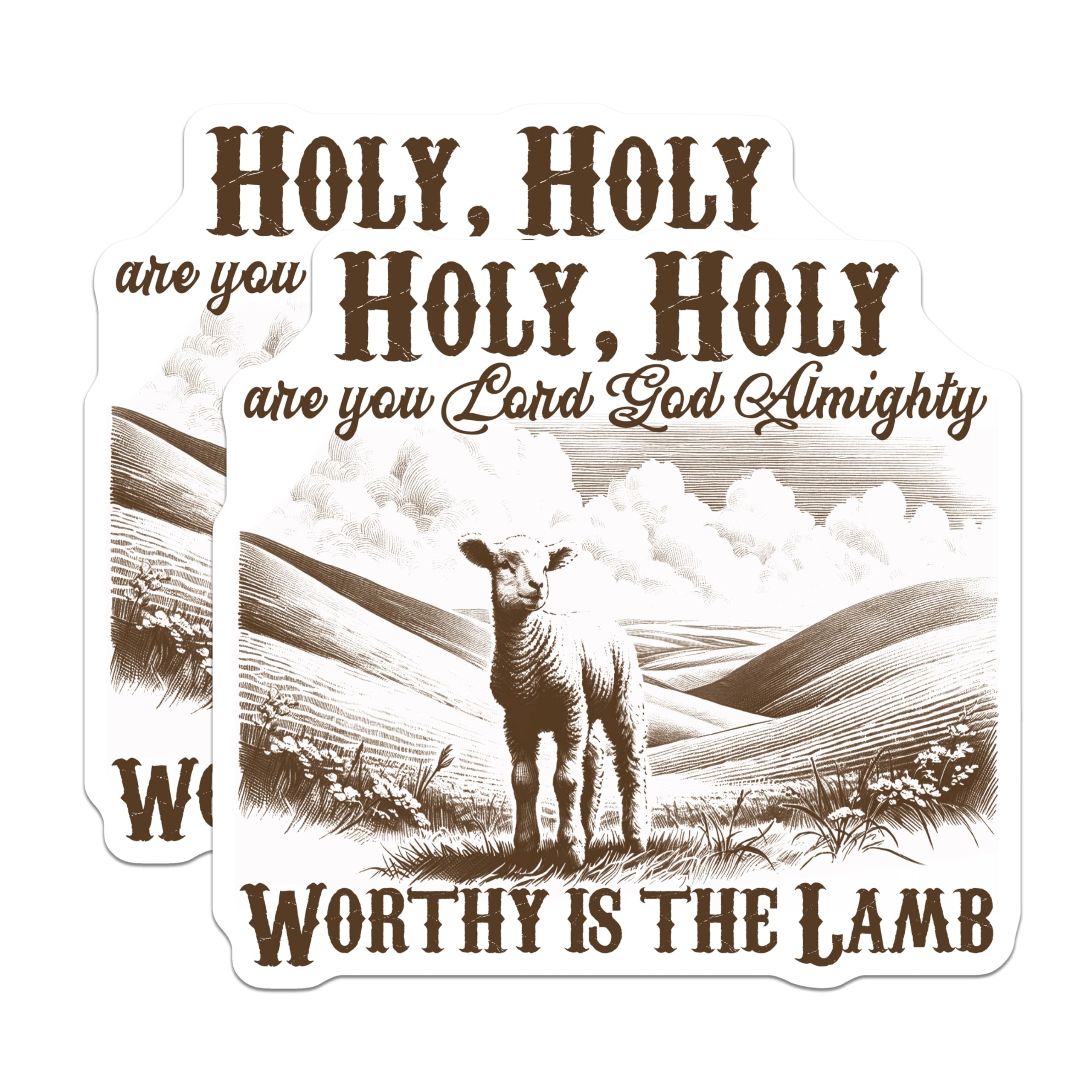 (2 Pack) Lamb of God Magnets - Christian Scripture Verse Decor - Holy Lord God Almighty Art - Religious Faith Accent - 5 Inches On Longest Side - Thick Durable Magnet - Made in USA - MAG24757