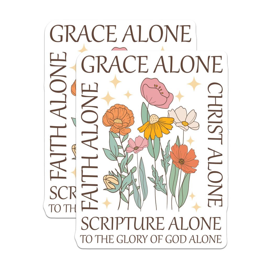 (2 Pack) Sola Scriptura Magnets - Grace Faith Christ God Alone Principles - Christian Floral Bible Verse Art Decor - 5 Inches On Longest Side - Thick Durable Magnet - Made in USA - MAG19022
