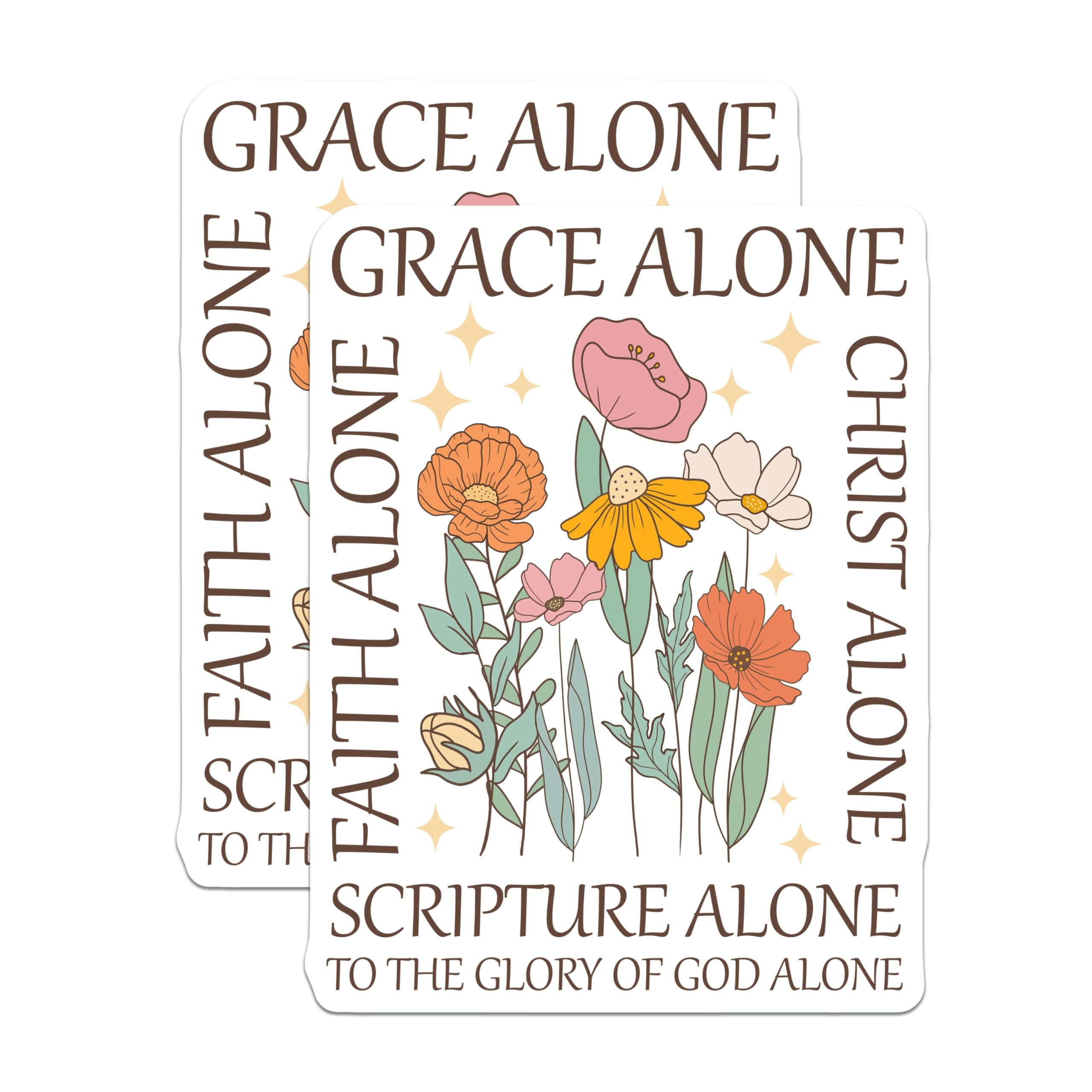 (2 Pack) Sola Scriptura Magnets - Grace Faith Christ God Alone Principles - Christian Floral Bible Verse Art Decor - 5 Inches On Longest Side - Thick Durable Magnet - Made in USA - MAG19022