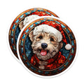 (2 Pack) Christmas Dog Stained Glass Magnets - Holiday Pet Decor - Festive Animal Accent - 5 Inches On Longest Side - Thick Durable Magnet - Made in USA - MAG27335