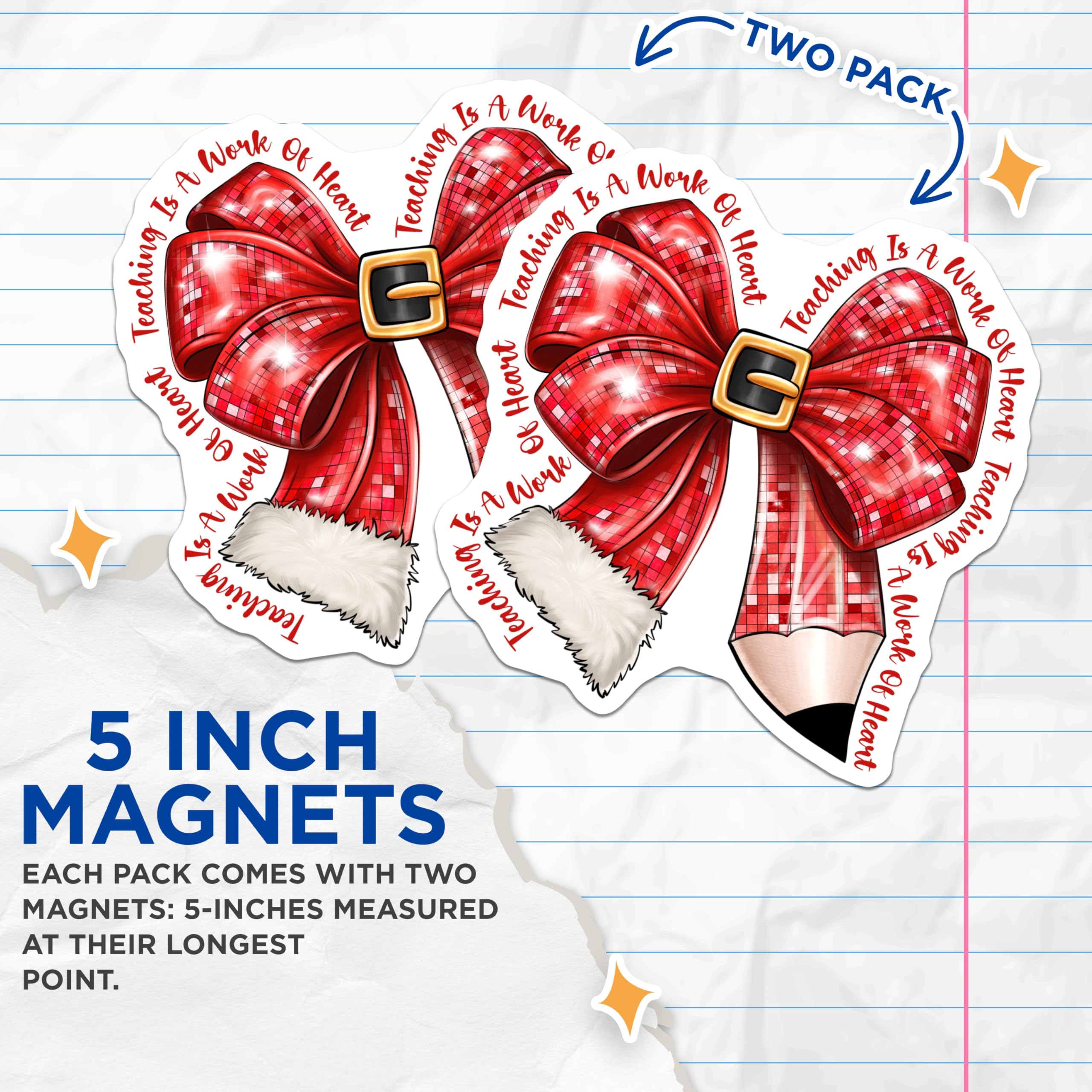 (2 Pack) Teacher Appreciation Magnets - Holiday Teacher Decor - Educational Christmas Magnet for Teachers - 5 Inches On Longest Side - Thick Durable Magnet - Made in USA - MAG28146