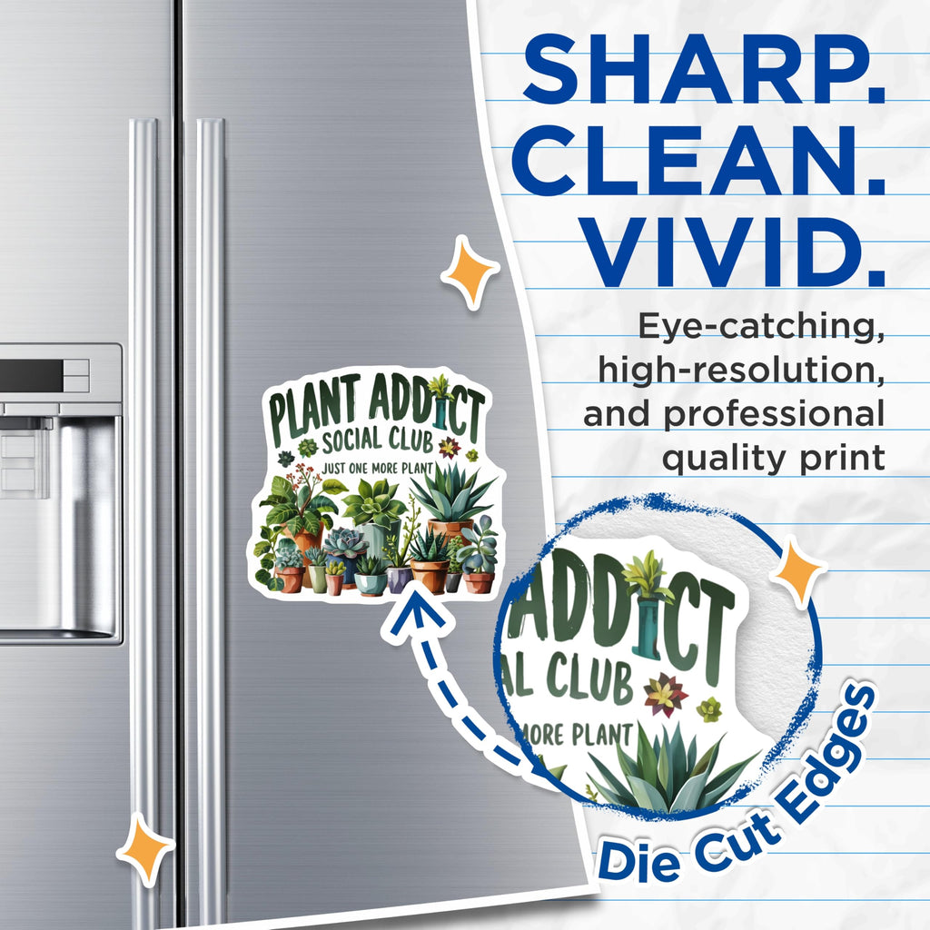 (2 Pack) Plant Addict Magnets - Houseplant Decor for Kitchen - Succulent Social Club Fan Item - Just One More Plant Art - 5 Inches On Longest Side - Thick Durable Magnet - Made in USA - MAG21676