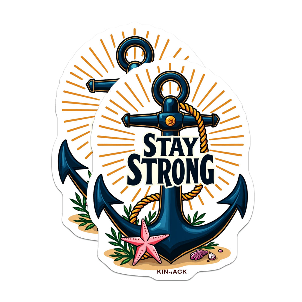 (2 Pack) Stay Strong Anchor Magnets - Inspirational Ocean Decor - Nautical Beach Refrigerator Item - 5 Inches On Longest Side - Thick Durable Magnet - Made in USA - MAG37927