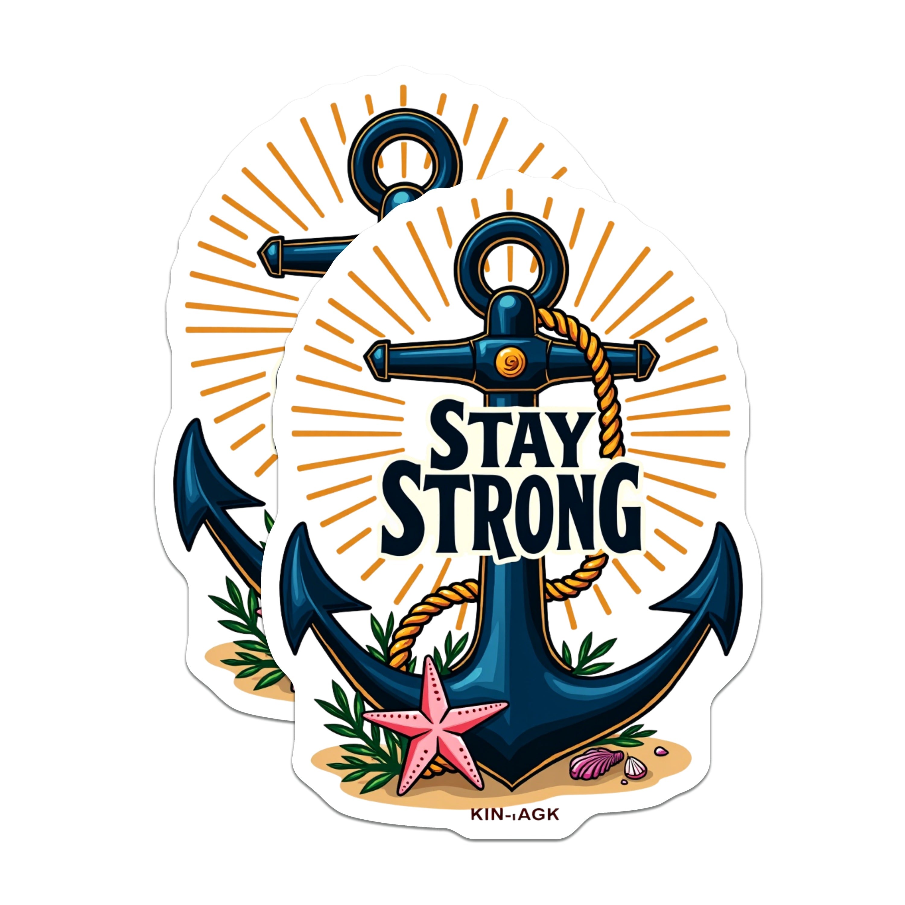 (2 Pack) Stay Strong Anchor Magnets - Inspirational Ocean Decor - Nautical Beach Refrigerator Item - 5 Inches On Longest Side - Thick Durable Magnet - Made in USA - MAG37927